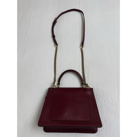 Coach Parker Top Handle Bag, Maroon Red Leather, Crossbody Bag, Satchel - Picture 3 of 11